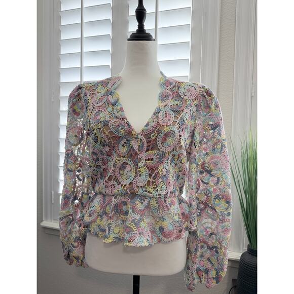 Elliatt Rue Crocheted Multi-Colored Top - Picture 1 of 6